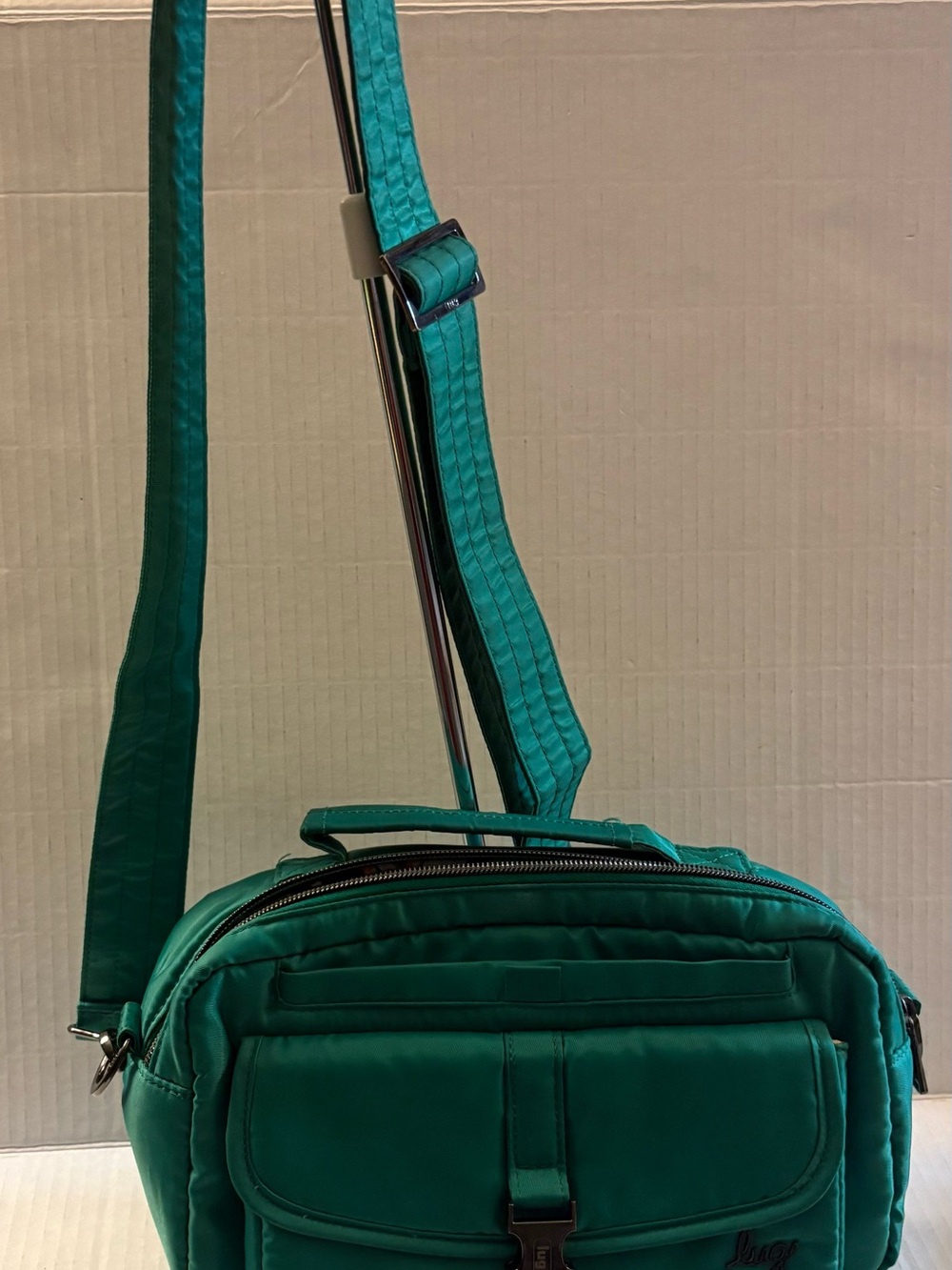 Lug handbag Sidecar Green crossbody VGUC cat household